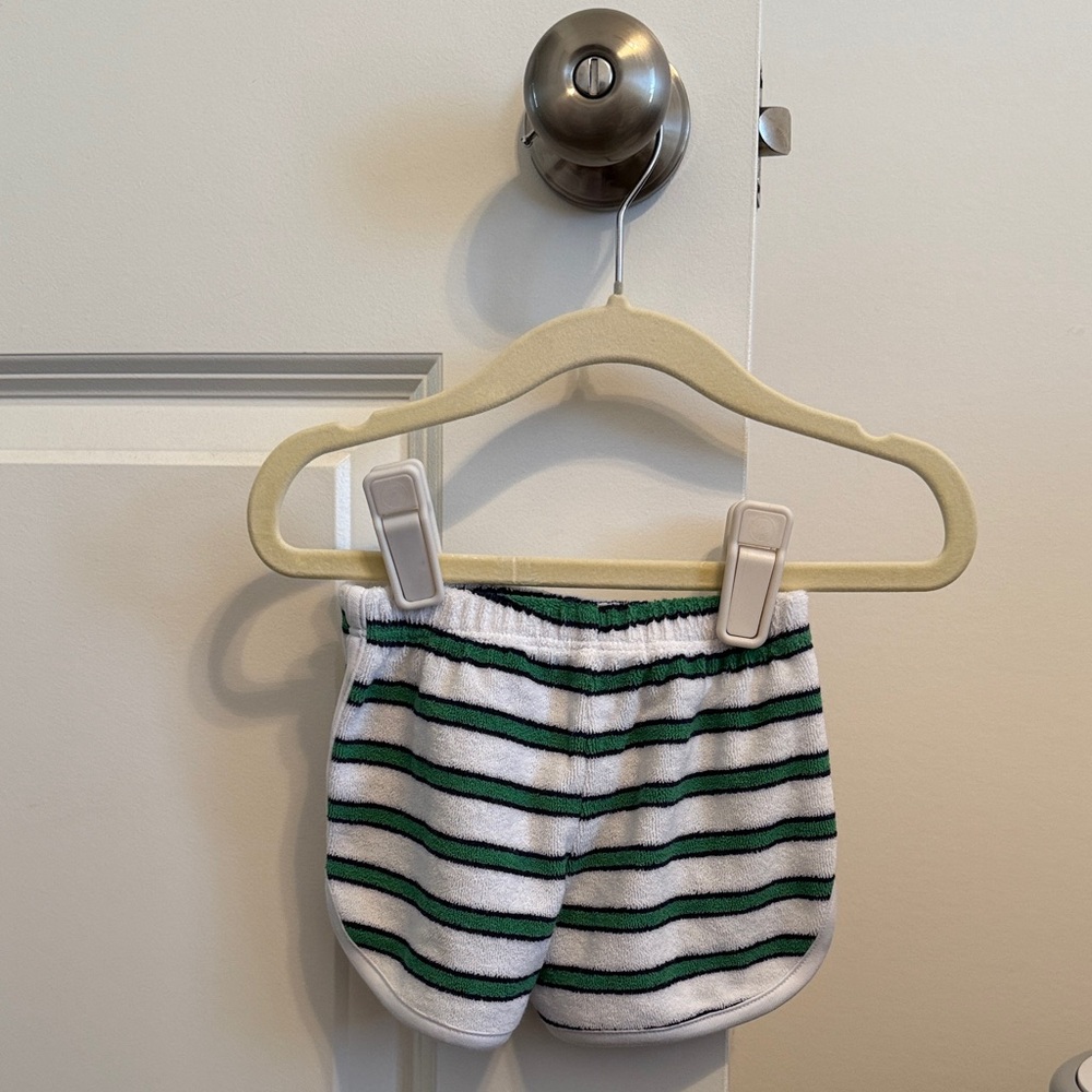 TBBC Cheryl shorts in green striped terry cloth - size 6/12 month *NWT*